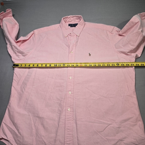 Ralph Lauren Men's 17.5 Cotton Pink Yarmouth Long Sleeve Button Down Shirt - Picture 8 of 11